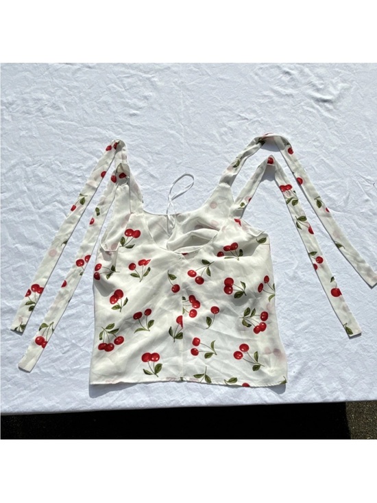 Buddy Love Tops - New with tags Buddy Love Cherry Print Tie-Strap Cami‎ - White & Red